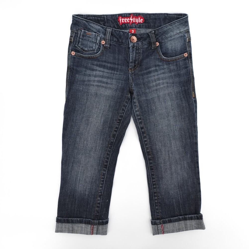 Freestyle Revolution Jeans Womens 3 Blue Cropped Straight Elvis Medium wash Low